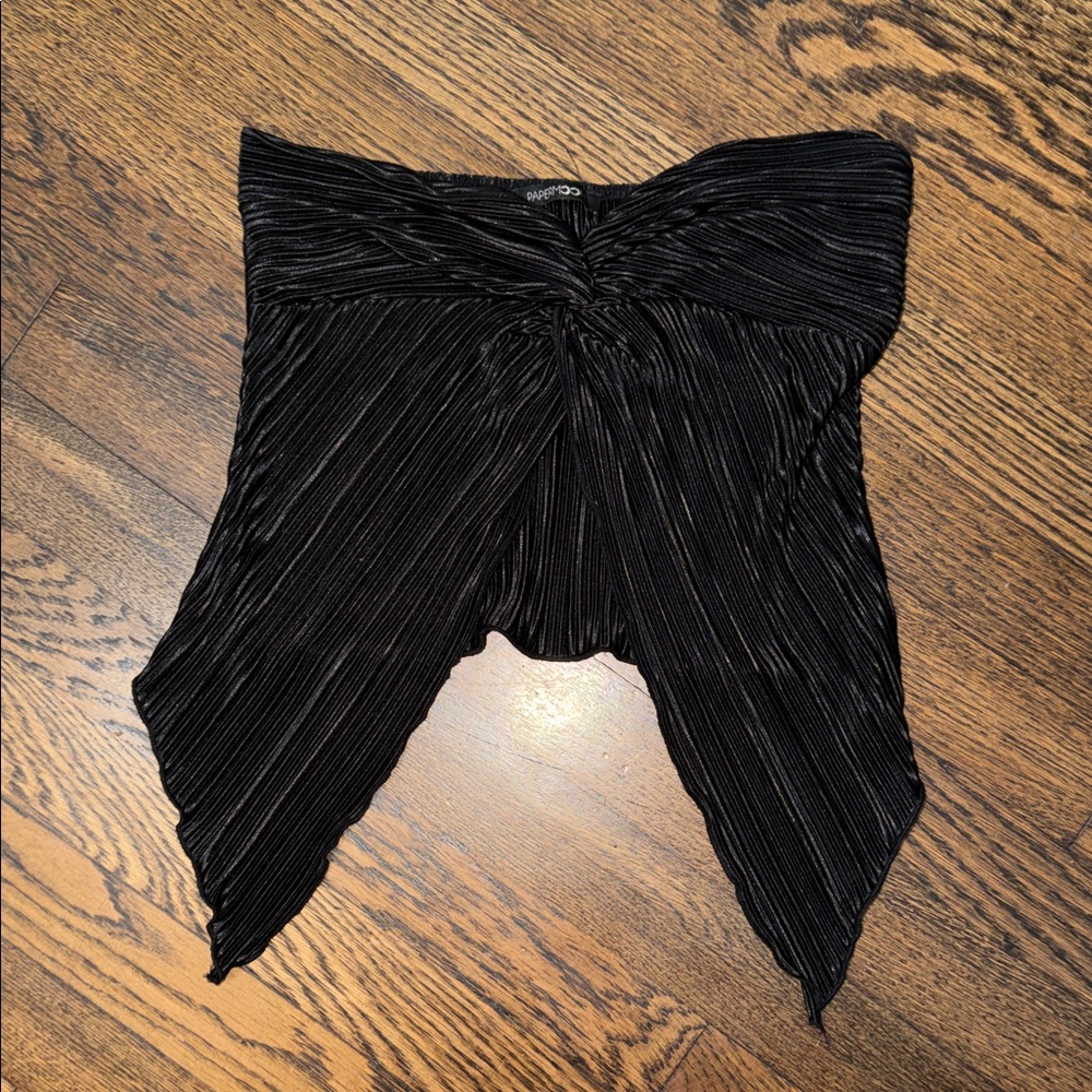 Papermoon Black Asymmetrical Pleated Skirt